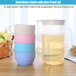 4 Pcs Unbreakable Wheat Straw Plastic Mugs with 2L Cold Water Kettle, 4 Multicolor Cups for Kids Children Toddler Adult, Dishwasher Coffee Mug for Water, Tea, Milks, Juice