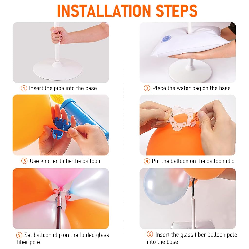 HASTHIP Balloon Arch Stand for Party Decoration featuring 9 ft Adjustable Frame and Water Bags