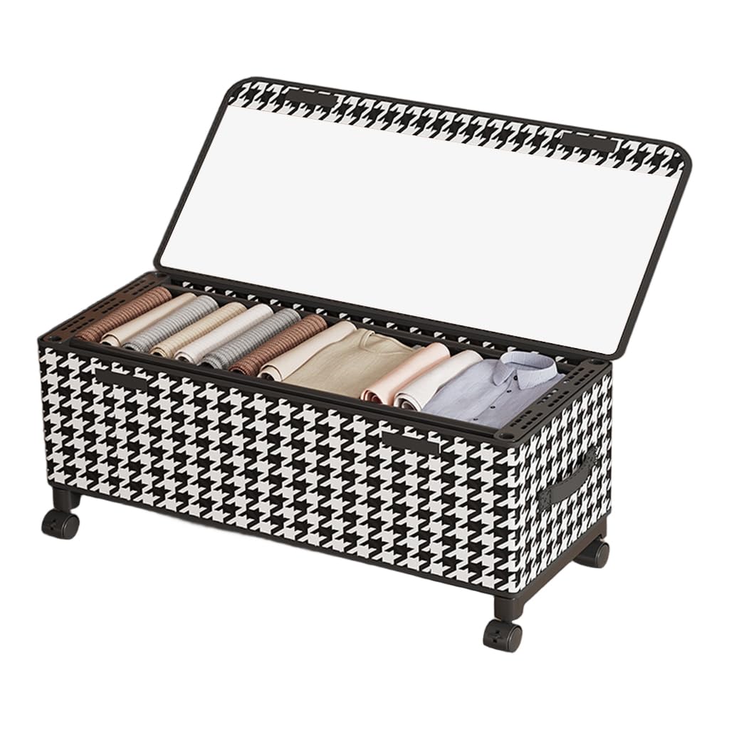 HASTHIP® Under Bed Storage with Wheels Dust-proof Under Bed Storage Containers Flip-up Lid & Handle Under Bed Shoe Storage Organizer with Clear Window for Clothes Blankets 77x29x30cm
