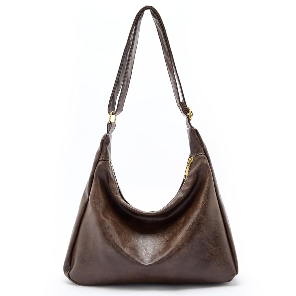HASTHIP® Crossbody Bag for Woman Ultra Soft Foldable Vegan Leather Shoulder Handbag Stylish Slouchy Tote Hobo Purses