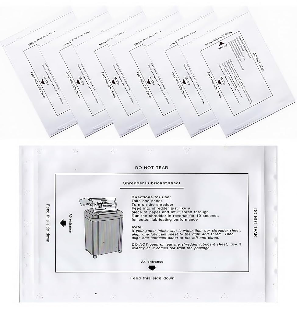 HASTHIP® Paper Shredder Lubricant Sheets | Shredder Oil Sheets for Home Office | Compatible with Cross-Cut,Strip-Cut,Micro-Cut Paper Shredders Easy No Mess Maintenance Pack of 12 – White
