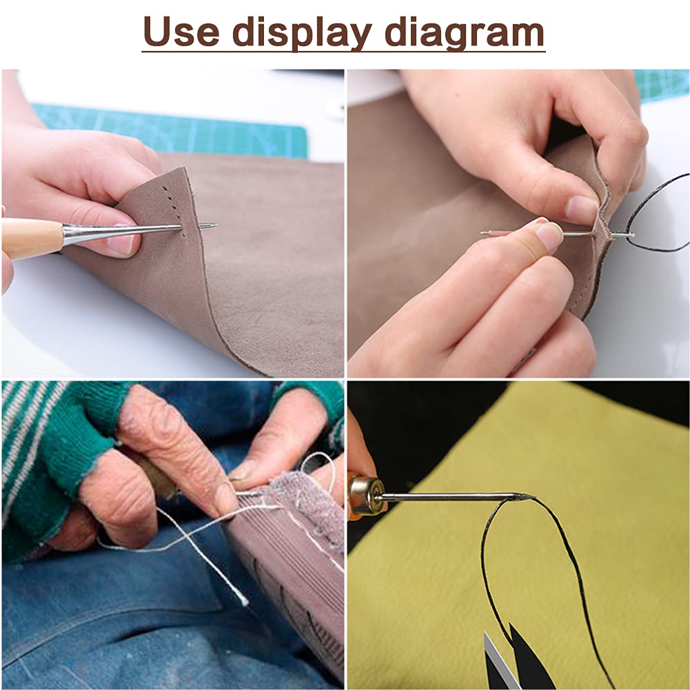 HASTHIP Leather Sewing Kit for DIY Upholstery with Curved and Large-Eye Needles | Waxed Thread Craft Set