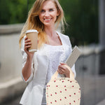 HASTHIP Insulated Lunch Bag for Office with Dual Zipper and 25.5x21x17cm Capacity | Corduroy Strawberry Design