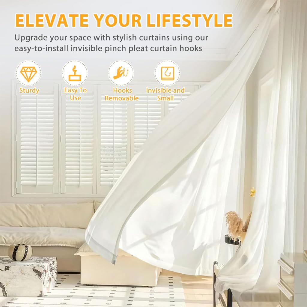 HASTHIP Curtain Hooks for Pleated Drapes featuring Uniform Pleat Design and 100Pcs Set | 1.25 in Heavy Duty Hooks