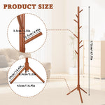 HASTHIP® Solid Wood Coat Hanger, 67.7'' Minimalist Cloth Stand for Bedroom, Coat Stand with 8 Twig Hooks, Freestanding Clothes & Hat Hanger