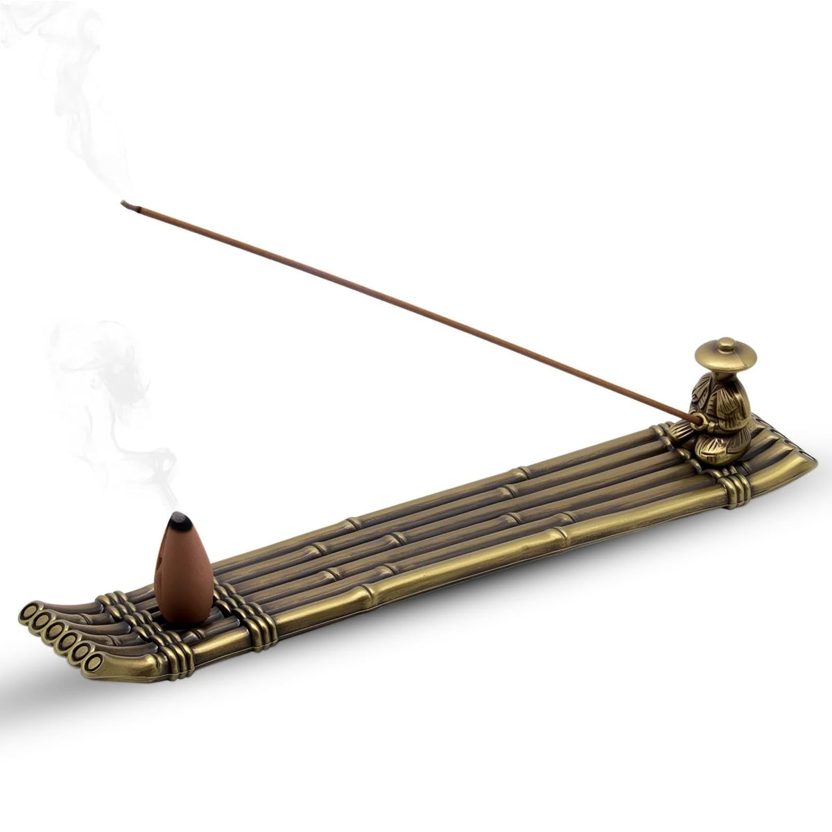 HASTHIP Incense Burner Holder for Meditation featuring 8.6 in Boat Shape Alloy Tray | Desk Decor