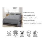 HASTHIP Bed Sheet Set 3 Piece with Flat Sheet and 2 Pillow Covers | Soft Microfiber Queen Light Gray