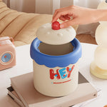 HASTHIP® Kawaii Desk Storage Can with Lid, Cartoon Mini Waste Bin Desk Dust Bin, Cute Desktop Trash Can Organizer for Office, Bedroom & Study, 15 × 17 cm