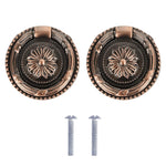 HASTHIP Vintage Ring Pull Handles for Cabinet & Drawer Floral Embossed 2PCS