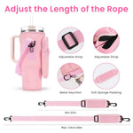 HASTHIP Water Bottle Carrier Bag for Stanley 30 oz Tumbler with Phone Pocket and Adjustable Strap | Pink Neoprene Holder