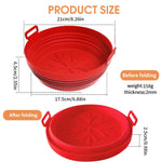 HASTHIP Air Fryer Liners for 4–7QT with Snowflake Grooves and Handy Handles | Red Silicone 8.2 in