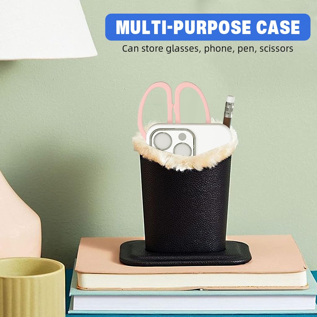 HASTHIP Eyeglasses Holder for Desk with Anti Slip Square Base and Plush Lined PU Leather | 11.6 x 8 x 12 cm