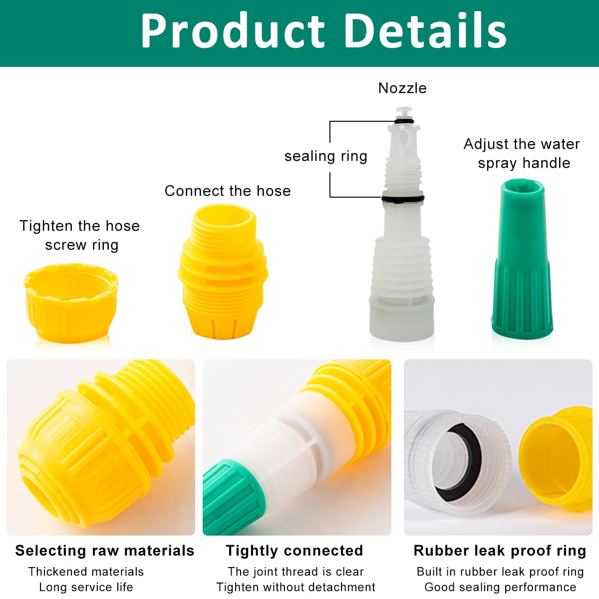 HASTHIP Adjustable Water Hose Nozzle for Car Wash and Gardening with Pressure Booster | Fits 1/2 in Hose and Durable Plastic Build