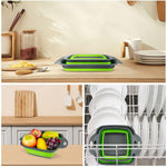 HASTHIP® 2-piece foldable silicone square retractable drain basket filter set, green-Green