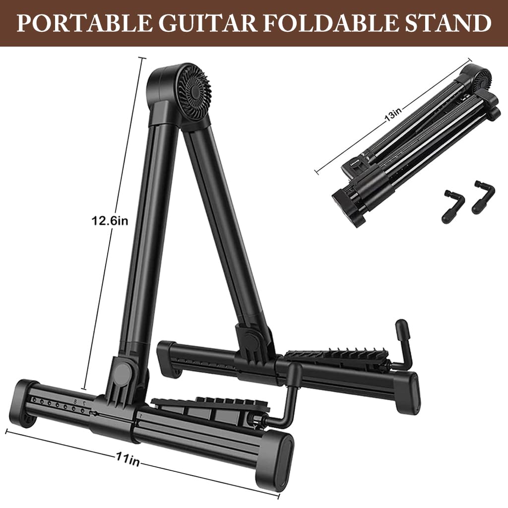 HASTHIP® Guitar Stand Professional Portable Gold Tripod Adjustable A Frame Acoustic Guitar Stand