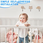 HASTHIP Cartoon Wooden Wall Hooks for Entryway and Room with Self-Adhesive Design | 6Pcs Durable Wood & Metal Organizer