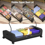 HASTHIP Under Bed Storage Organizer 32"x17"x6.3" with Wheels and Zip Cover in Black