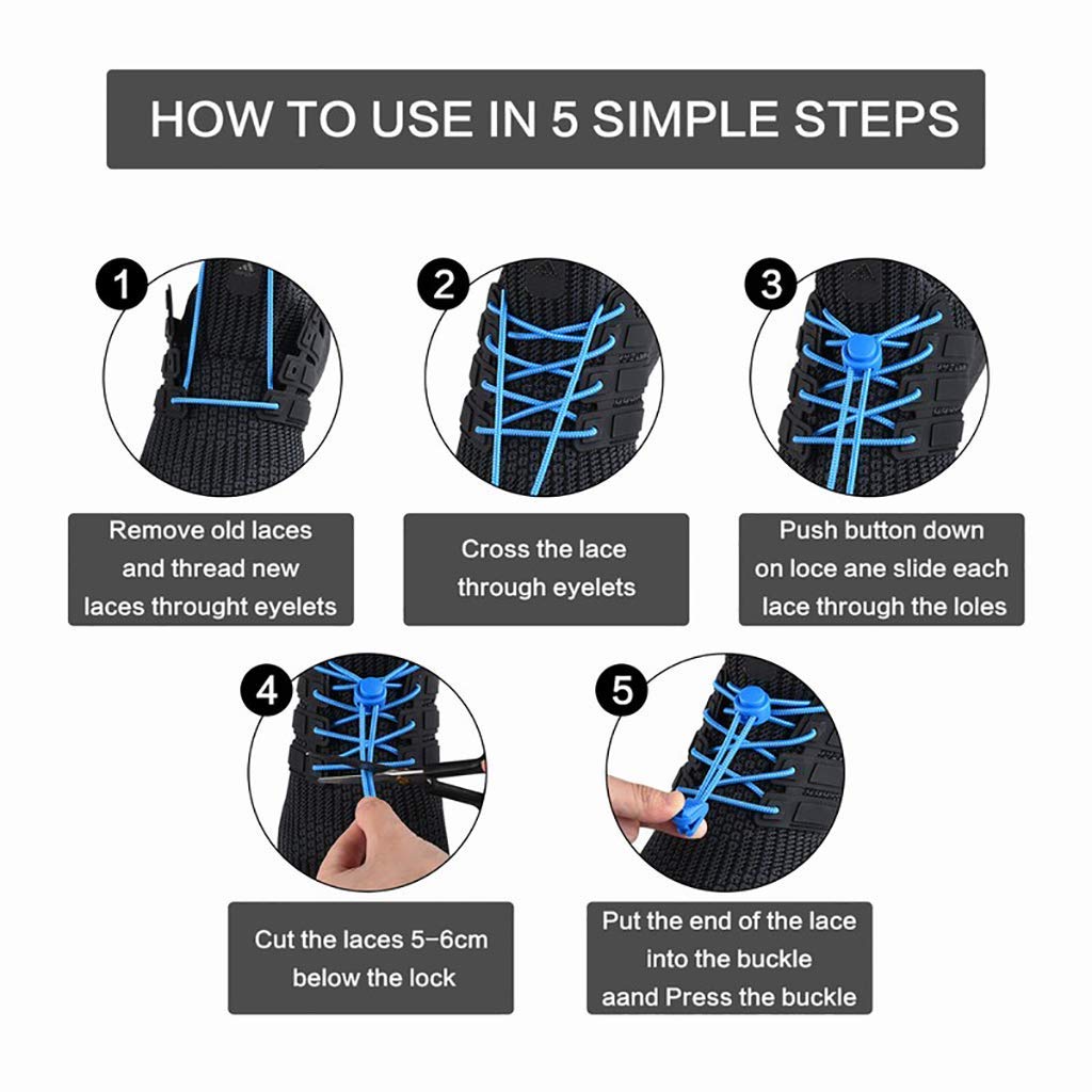 ELEPHANTBOAT® No Tie Shoelaces | Elastic Lock Shoe Laces For Adult Sneakers Fits Hiking Boots, Board Shoes and Casual Shoes (Black)
