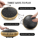 HASTHIP Steel Tongue Drum for Meditation with 15 Notes 13 in Titanium Alloy | Black Handpan Instrument