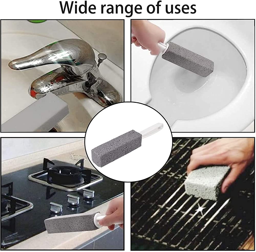 HASTHIP Metal Toilet Cleaner Brush for Bathroom and Pool Tiles with Handle | 2 Pcs Grey