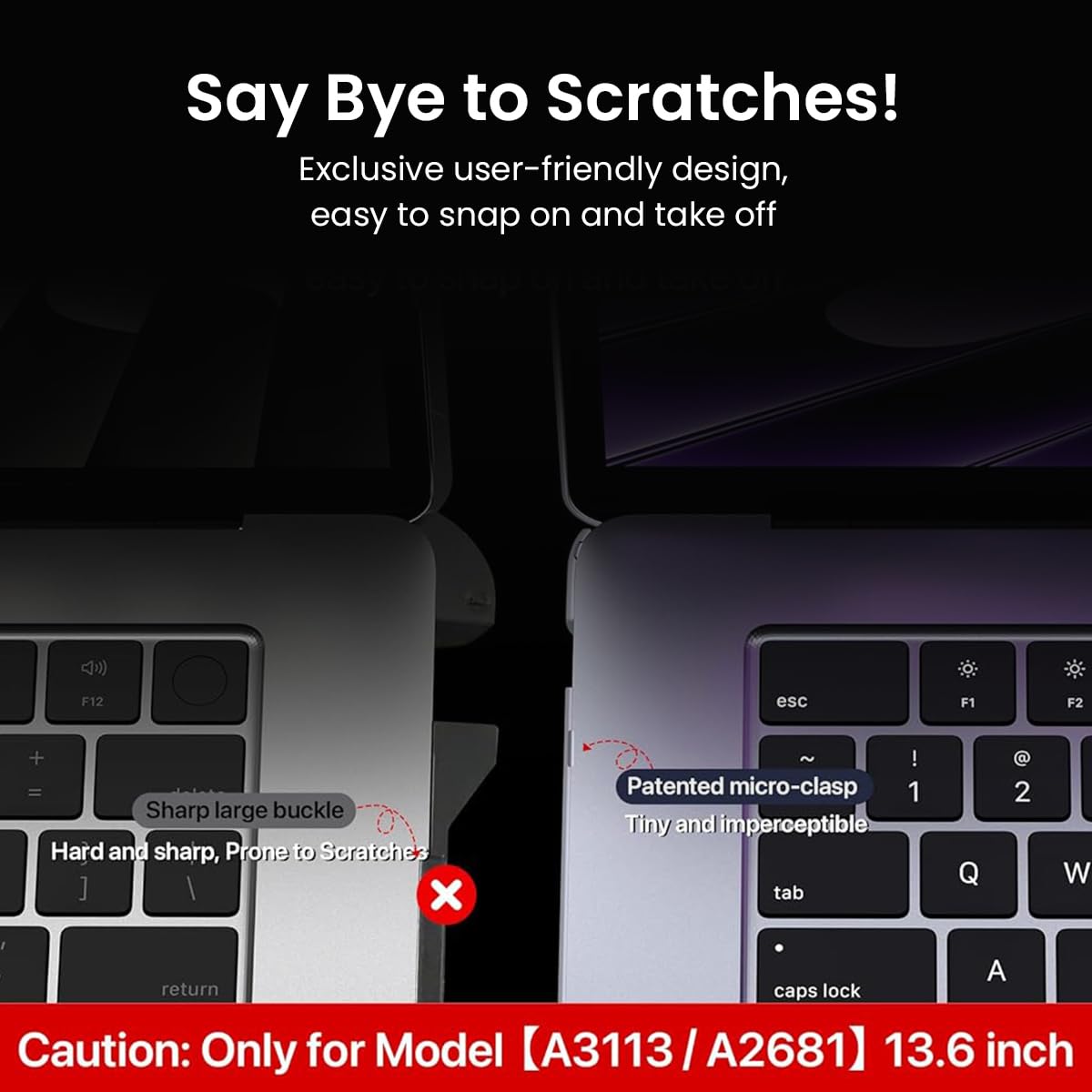 Laptop Case for MacBook Air 13.6 inch Case M3 M2 2024-2022 Release Model A3113 A2681, Misty Frosted Surface Transparent Laptop Case Scratch Resistant and Waterproof Plastic Hard Shell Case