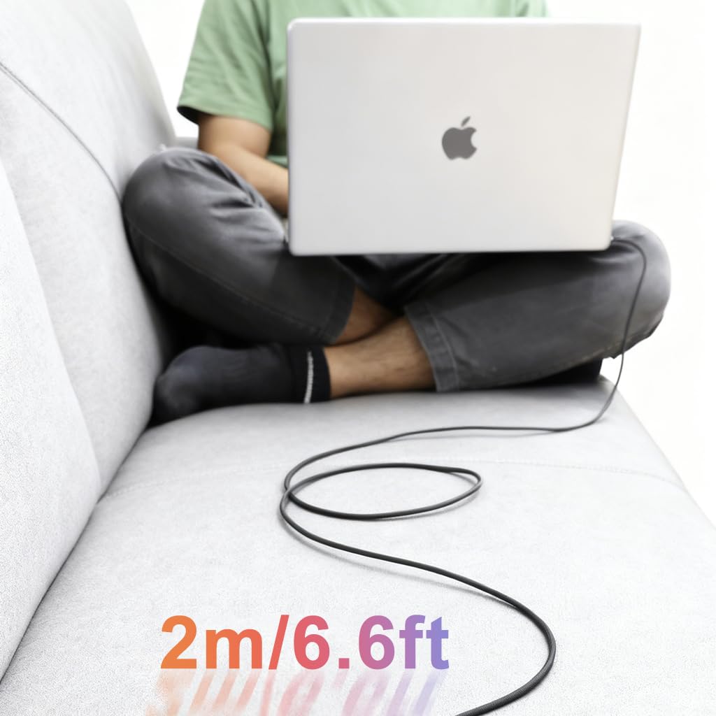 HASTHIP® PD 140W Cable USB C a Magnético 3 de Carga, 2M/6.6Ft Trenzado de Nylon 3 para MacBook Air (15''/13'' M4 2025, M3 2024, M2 2023/2022) y Pro (16"/14" 2024/2023/2021)