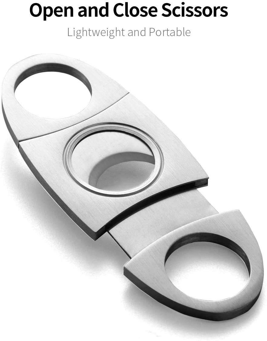 Stainless Steel Pocket Cigar Tool Cigar Cutter with Double Guillotine Cutter Blades Nipping Off The end of Cigar for Most Size of Cigars (Multicolour)