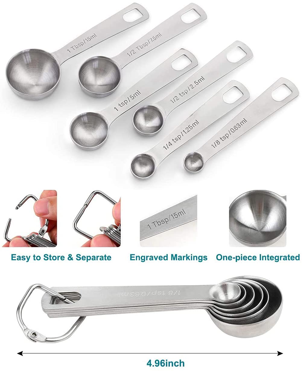 Measuring Spoons Set Stainless Steel Spoons for Baking Precisely Cooking Measurement Spoons Kitchen Cooking Measuring Spoons - Set of 6