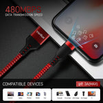 HASTHIP® Cable de Carga USB C 16.4ft 3.1 Tipo C para iPhone 15,62W PD,Transferencia de Datos 480Mbps Cable Extra Largo Nailon Trenzado Compatible con Teléfonos Tabletas PS5 - Rojo