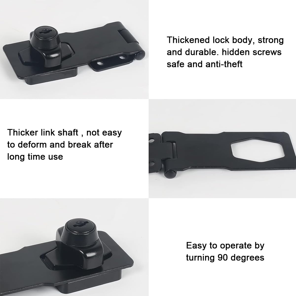 HASTHIP Drawer Lock Set for Cabinets and Doors with Twist Knob Hasp 3.14 in Chrome | 2 Keys & Screws