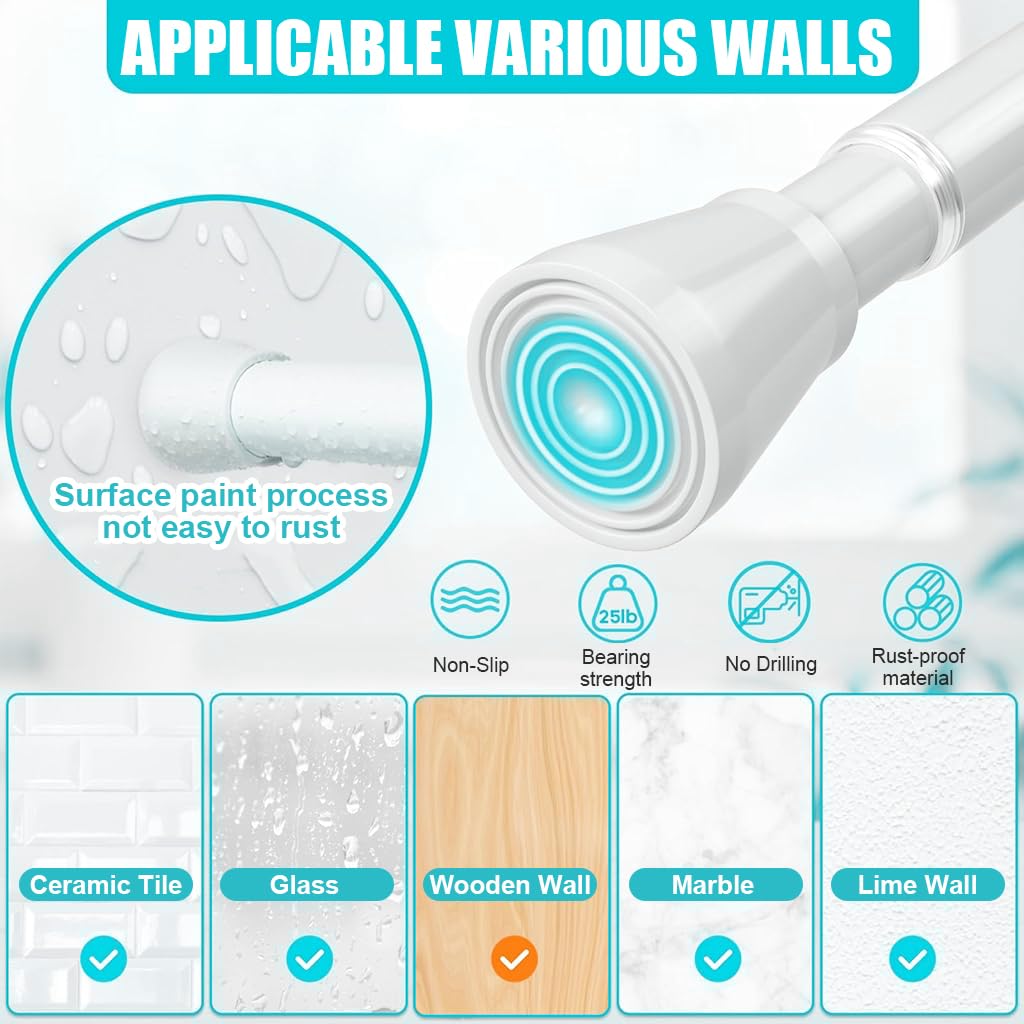 HASTHIP Retractable Curtain Rod for Windows and Walls featuring 41.3–74.8 in Range | Metal Anti Slip Tension Design