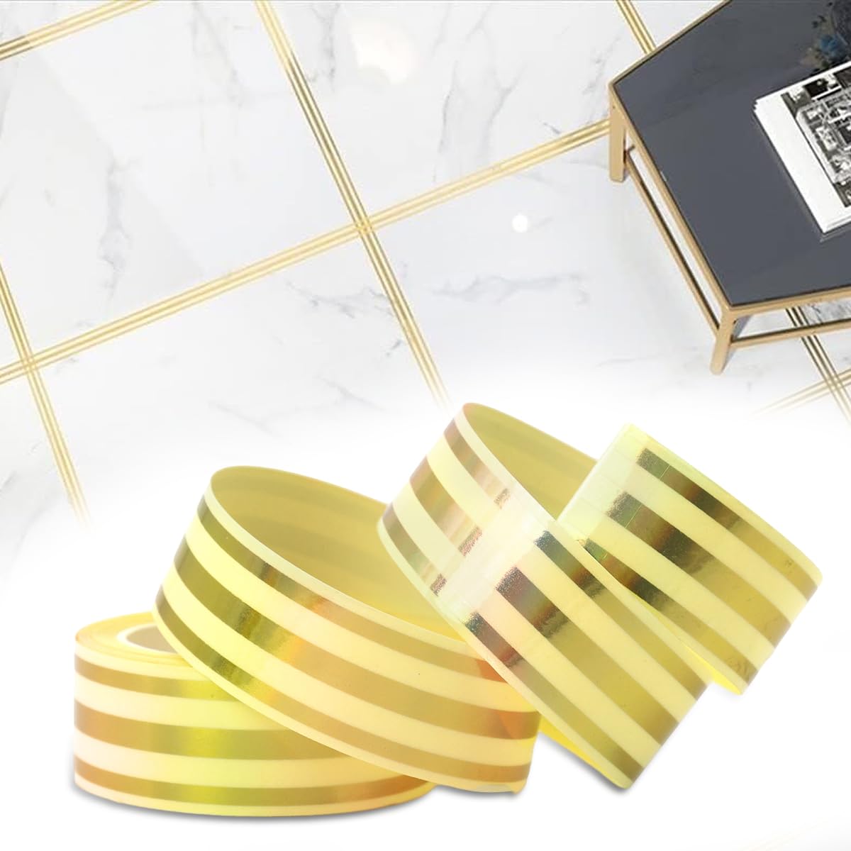 HASTHIP Tile Gap Tape for Wall and Floor Detailing with Self Adhesive PVC 2.5cm×5m | Colorful Metallic Finish