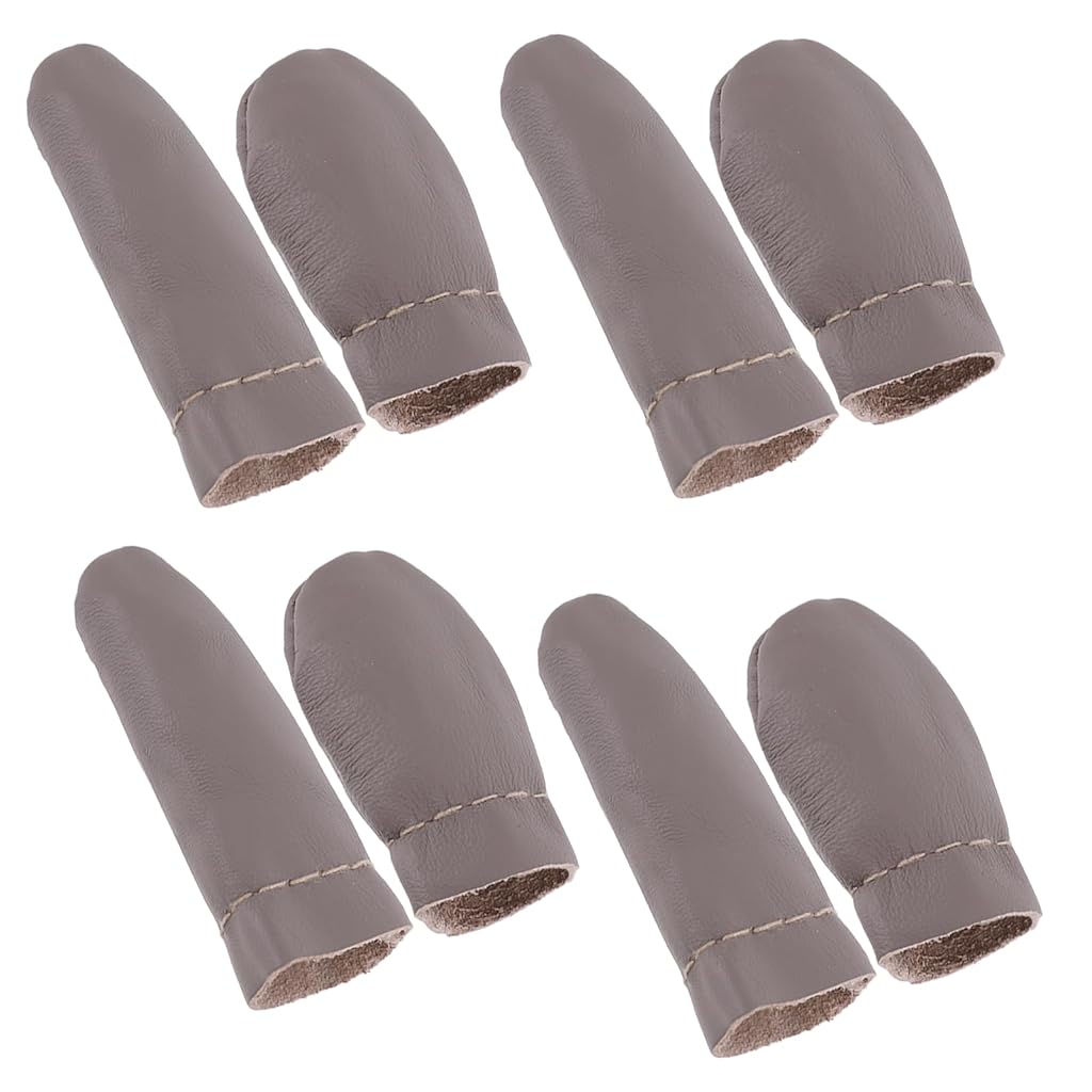 HASTHIP® 8Pcs Leather Finger Cots for DIY Crafting, Thumb & Index Finger Guards for DIY Punch Needle Art Non-slip Finger Cots Finger Protectors Covers for Men Women, One Size