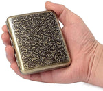 HASTHIP® 1 Piece Retro Cigarette Case with Gift Box Portable Cigarette Box for 20 Cigarettes Elegant Cigarette Box (Grass) Gifts for Men (Bronze, 9.5x8.4cm)