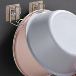 HASTHIP® 2Pcs Wash Basin Hooks, Adhesive Washbasin, Wall Mounted Washbasin Hanger, Metal Robe and Towel Hook, Multifunctional Basin Hanger Siding Hook for Kitchen Bathroom Toilet
