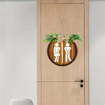 HASTHIP Restroom Door Sign for Office and Public Use with 23x23 cm Round Wooden Design | Unisex Embossed Icon