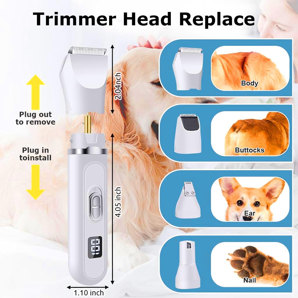 HASTHIP 4-in-1 Electric Dog Grooming Kit with USB Rechargeable Trimmer