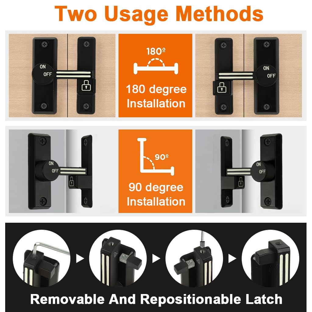 HASTHIP Door Latch for Apartment and Bedroom with 90°/180° Installation | Zinc Alloy Glow Mark