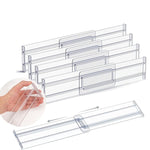 HASTHIP Drawer Dividers for Kitchen and Office with Adhesive Ends 11–20.5 in Adjustable Transparent Design | 3.2 in Height for Organized Storage