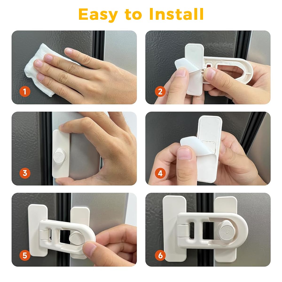 HASTHIP® Fridge Locks Child Proof, No Drill Self-Adhesive Secure Twist Baby Proofing Safety Locks, Peel and Stick, Baby Safety Products for Home, Cabinets, Drawers, Pack of 2