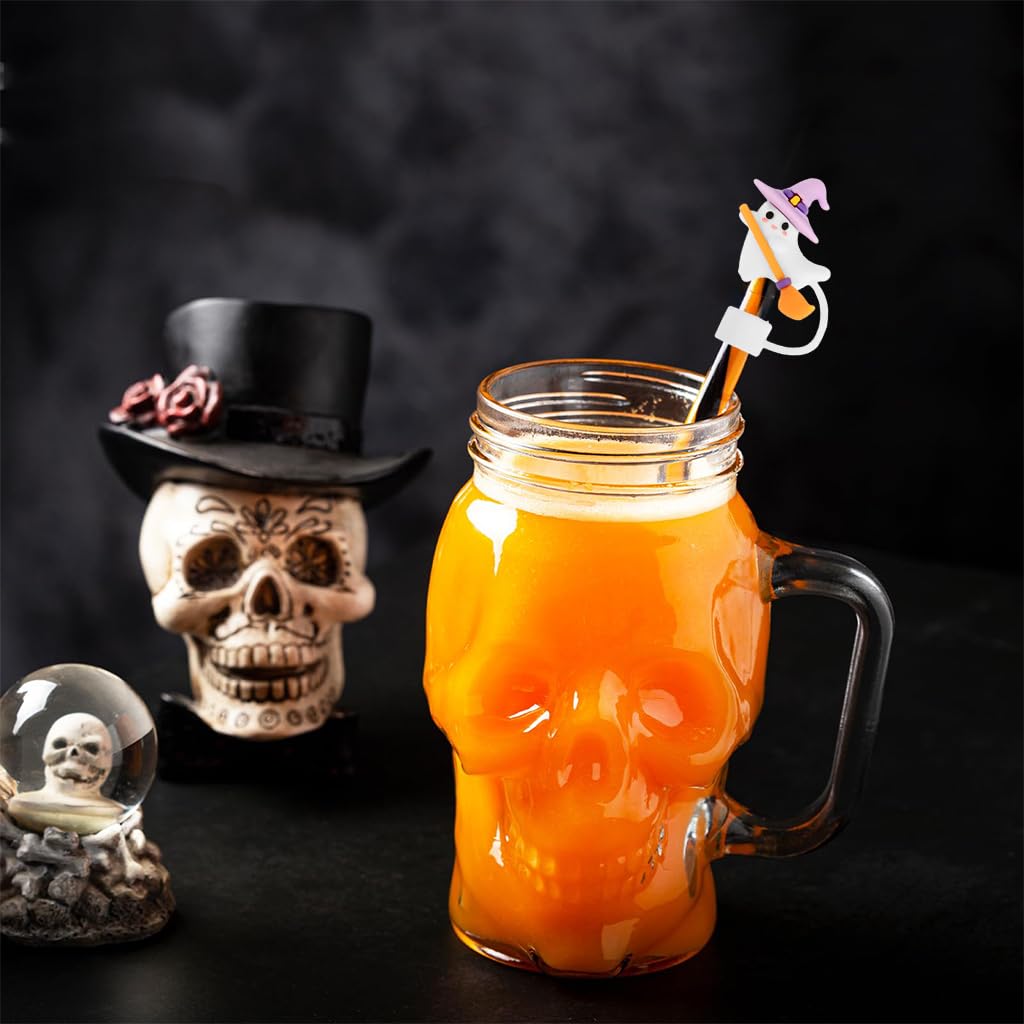 HASTHIP Silicone Straw Caps for Halloween Drinks with 8 Cute Designs 10mm Fit | Dustproof Tip Covers