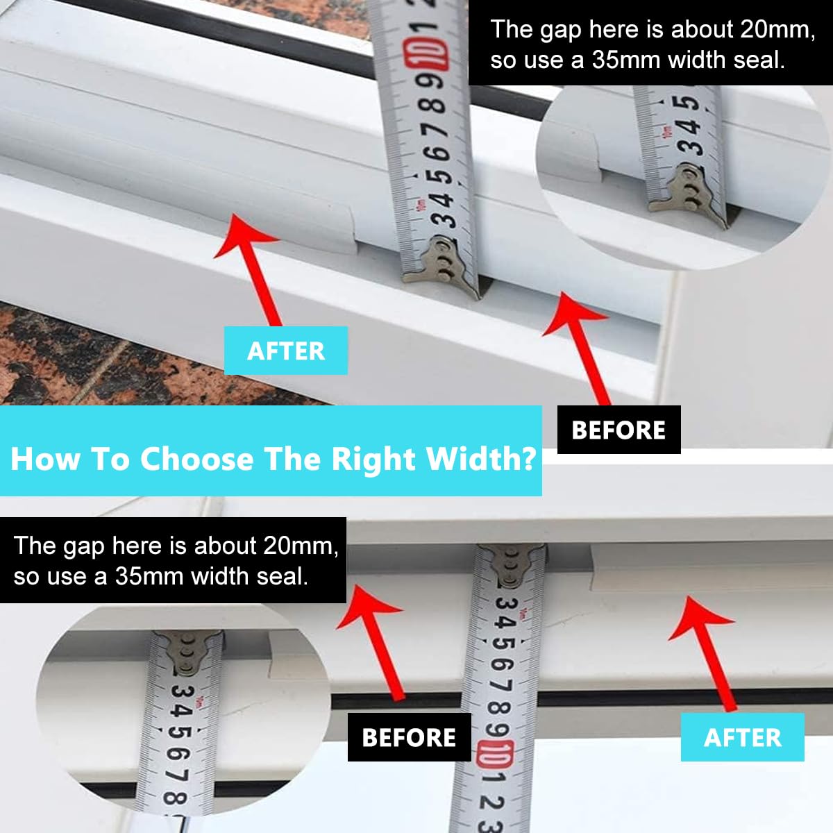 HASTHIP Window Sealing Strips for Doors and Windows with 5m Length 35mm Width Silicone Seal | Soundproof and Weatherproof Protection