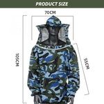 Bee Suit with Detachable Veil Hat, Camouflage Beekeeping Top, Protective Equipment, Elastic Cuff & Elastic Hem Closure