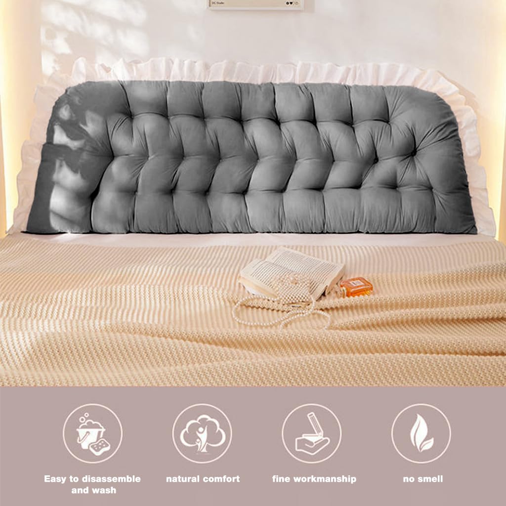 HASTHIP Headboard Pillow for Reading and Bed Support with Quilted Design | 100cm Cotton Lumbar Cushion