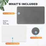 HASTHIP Bath Mat for Bathroom Safety with Clear Double Sided Anti Skid 15.75x11.8 in Grey | Quick Dry Diatomaceous Earth Surface