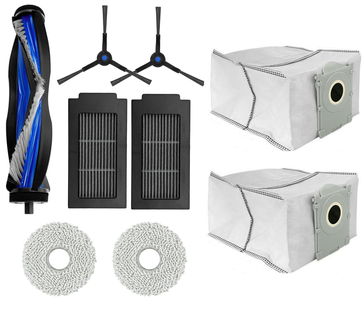 HASTHIP Replacement Parts for Ecovacs T50 PRO Omni Vacuum Cleaner with 9Pcs Kit | Includes Main Brush Side Brushes Filters Mop Cloth and Dust Bags