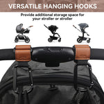 HASTHIP® 2 Pack Brown Leather Style Buggy Clips,Pram Hooks Pram Clips for Hook Your Shopping Bags Safely on Your Pushchair or Stroller Clips,Shopping Bag and Changing