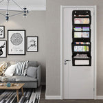 HASTHIP Over The Door Organizer for Wall and Closet Storage with 4 Felt Shelves and Clear Windows | Black