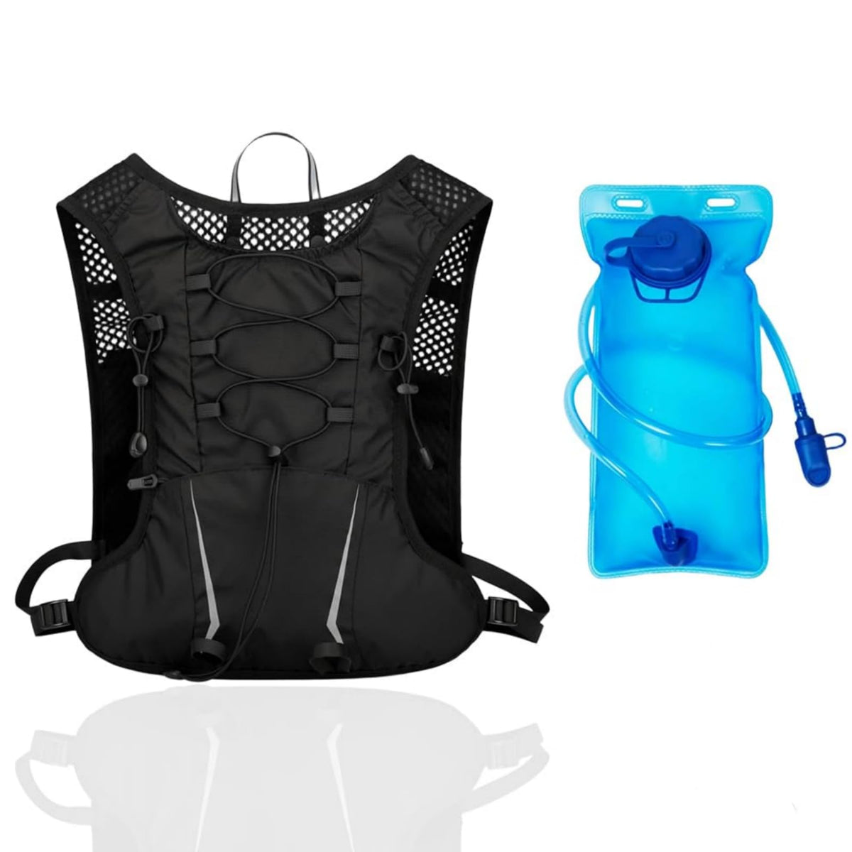 HASTHIP® Chaleco de Hidratación 5L con Bolsa de Agua 2L,Mochila Ultraligera Ciclismo y Running,Transpirable Ajustable Multi Bolsillos Ideal para Correr Senderismo y Maratón