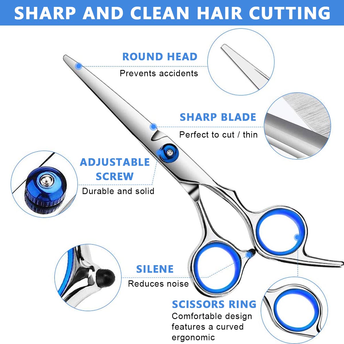 MAYCREATE® Scissors for Hair Cutting Kit Professional Hair Dressing Scissors Barber Salon with Storage Case, Hair Cutting Thinning Scissors Full Set for Men Women Adult Kids